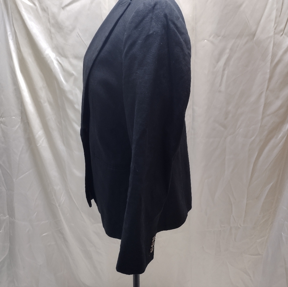 J.Crew Womens Linen Blend Holland Blazer One Button Black Size 10 AL222 - Picture 2 of 7